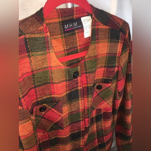 MHM Melissa Harper | Women’s Colorful Plaid Print Button Down Jacket - Picture 3 of 12